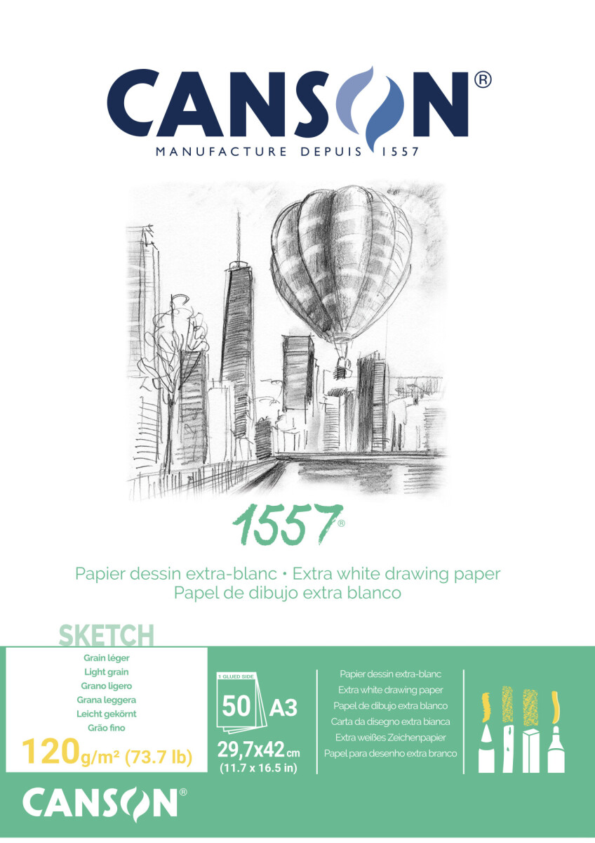 1557 skicák lepený A3 50l LG 120g