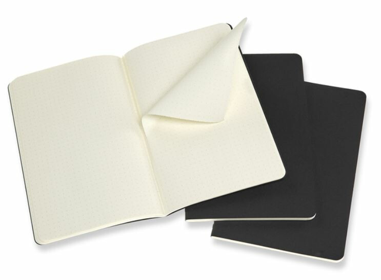 Sešity MOLESKINE 3 ks tečkované černé L