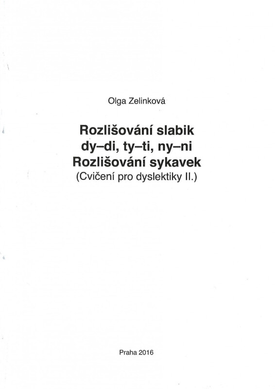 Kniha Rozlišování slabik dy-di, ty-ti, ny-ni - Cvičení pro dyslektiky II., 2. vydání