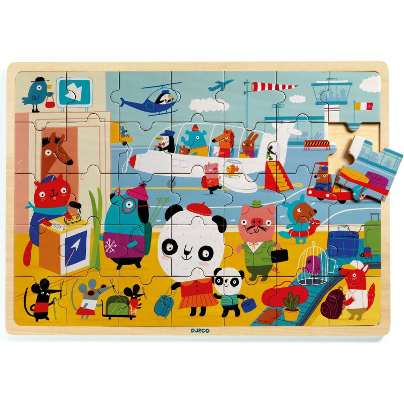 DJECO Dřevěné puzzle Letiště - 35 pcs