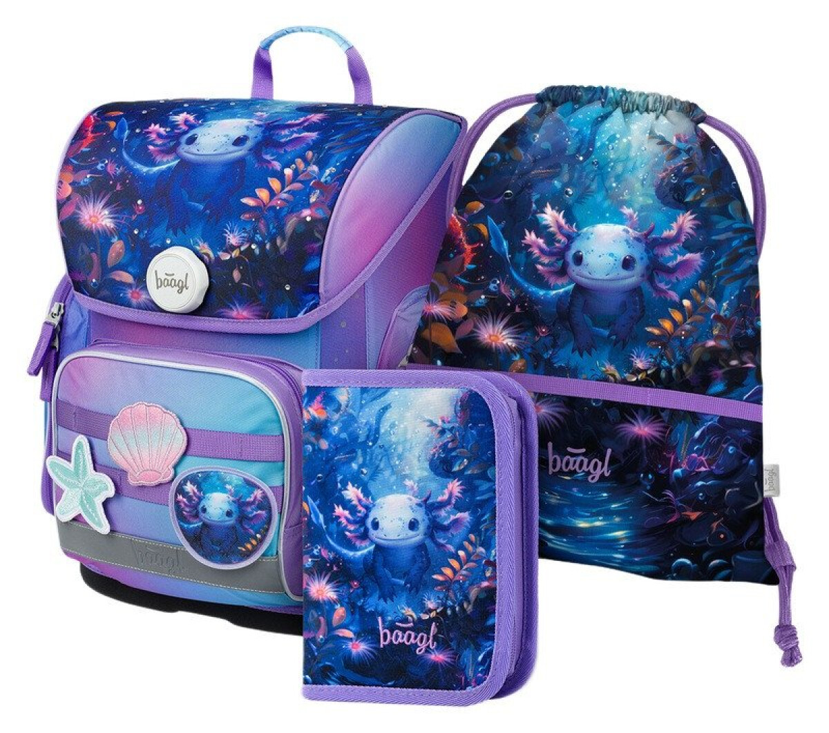 Kniha 3 SET Ergo Axolotl: aktovka, penál, sáček