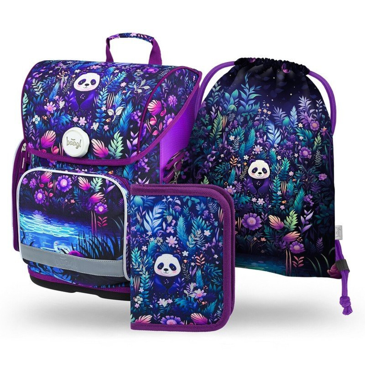 3 SET Ergo Jungle Panda: aktovka, penál, sáček