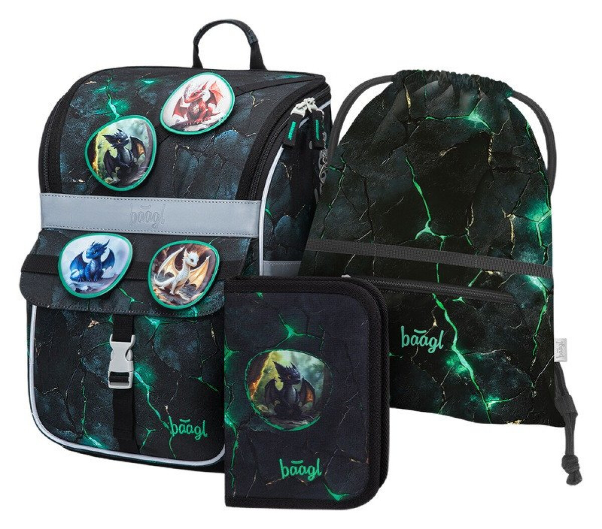 BAAGL SET 3 Zippy Draci: aktovka, penál, sáček Presco Group