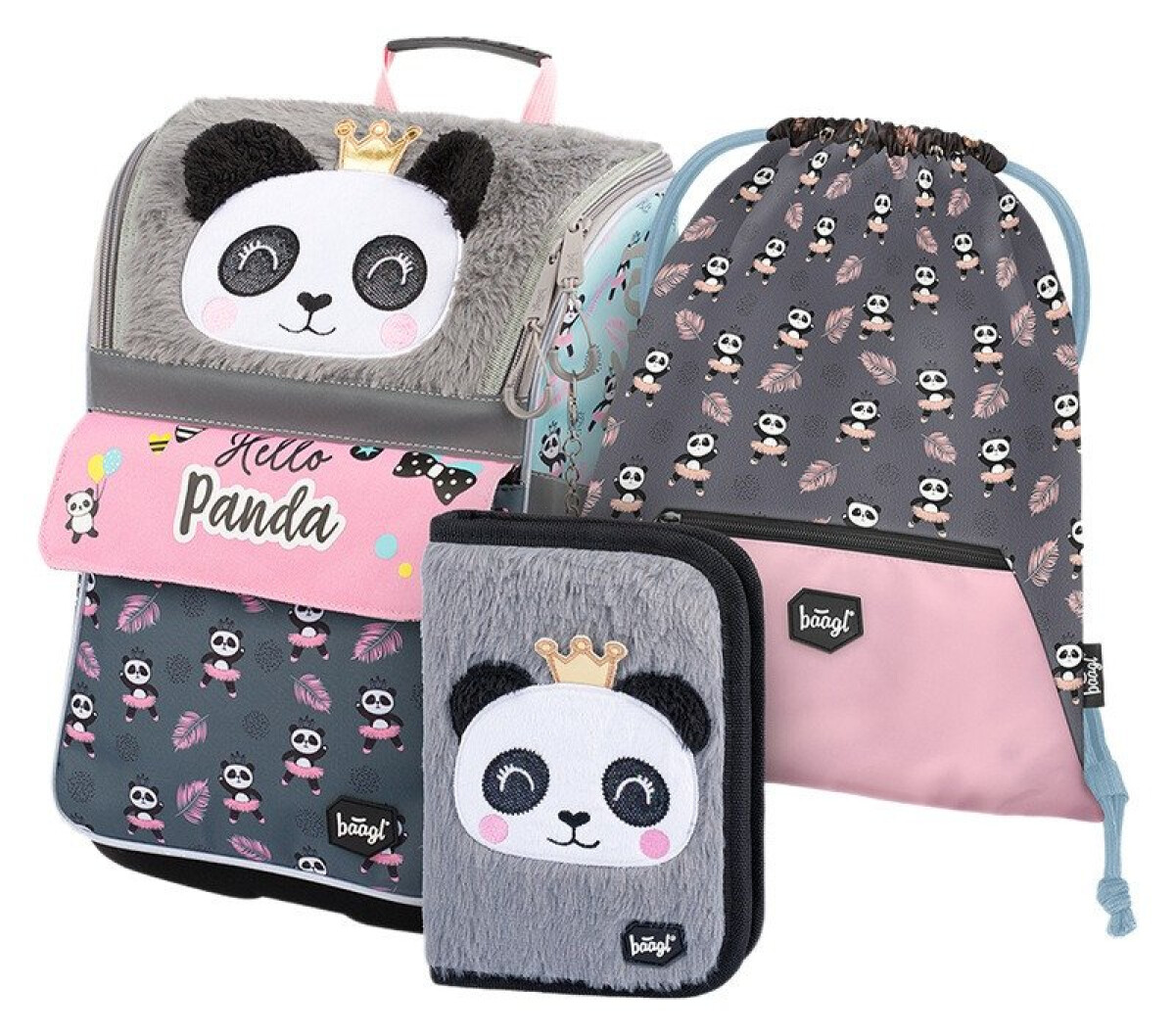 3 SET Zippy Panda: aktovka, penál, sáček