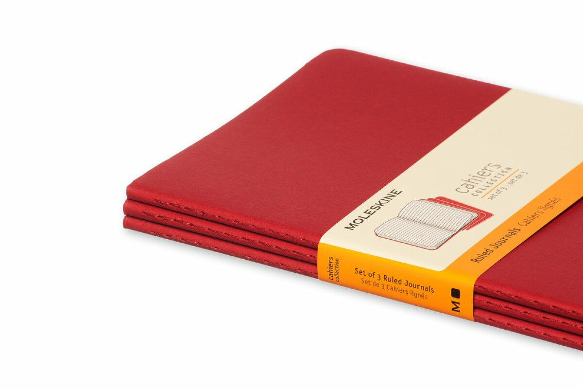 Sešity MOLESKINE 3 ks linkované červené L