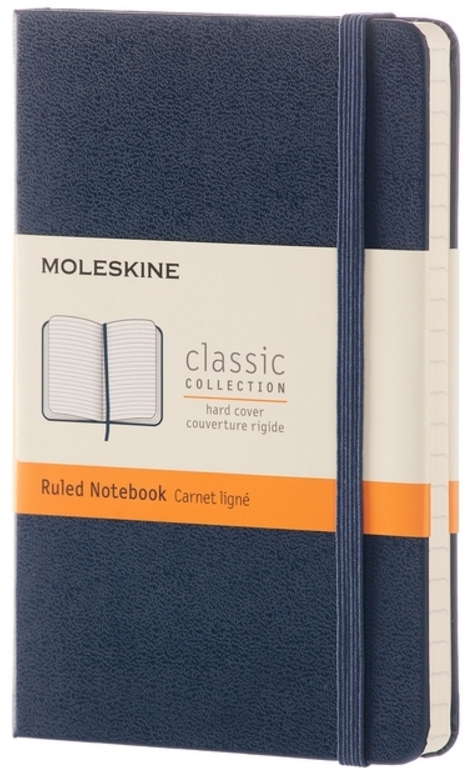 Zápisník MOLESKINE tvrdý linkovaný modrý S