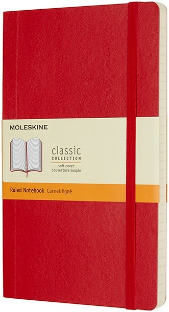 Zápisník Moleskine - měkké desky, L, linkovaný - červený