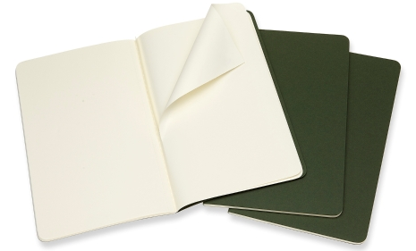 Sešity MOLESKINE 3 ks čisté tm. zelené L