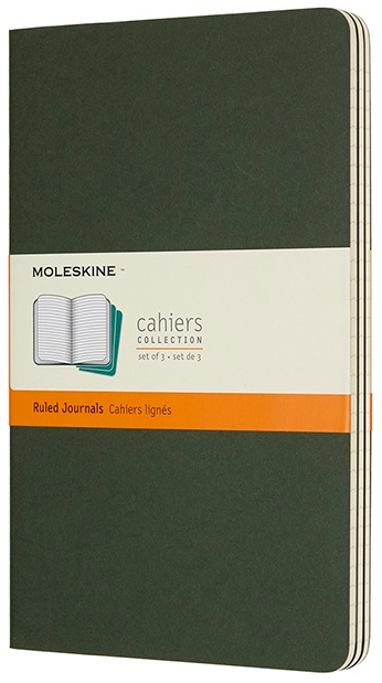 Sešity MOLESKINE 3 ks linkované tm. zelené L