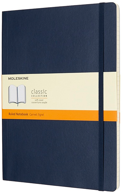 Zápisník MOLESKINE měkký linkovaný modrý XL