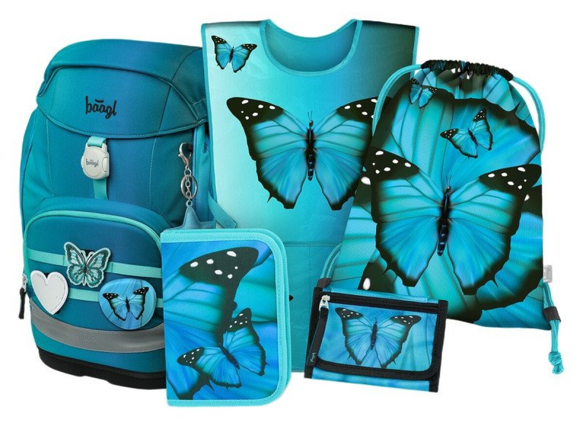 5 SET Airy Plus Butterfly: batoh, penál, sáček, zástěra, peněženka