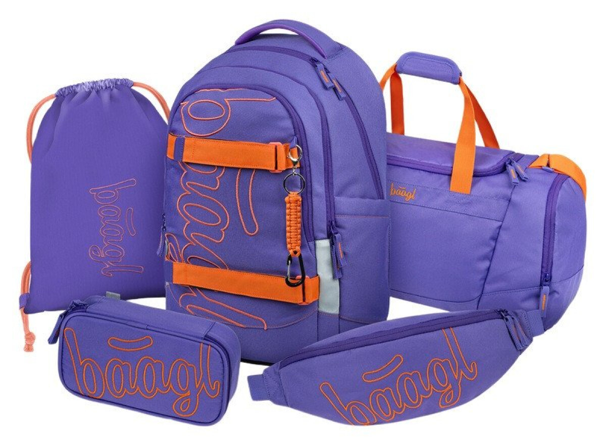 5 SET Skate Max Orange: batoh, penál, sáček, sportovní taška, ledvinka GRS