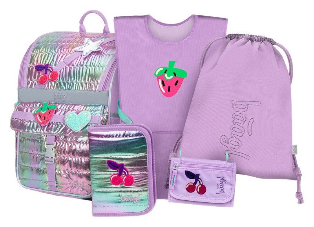 5 SET Zippy Lavender: aktovka, penál, sáček, zástěra, peněženka