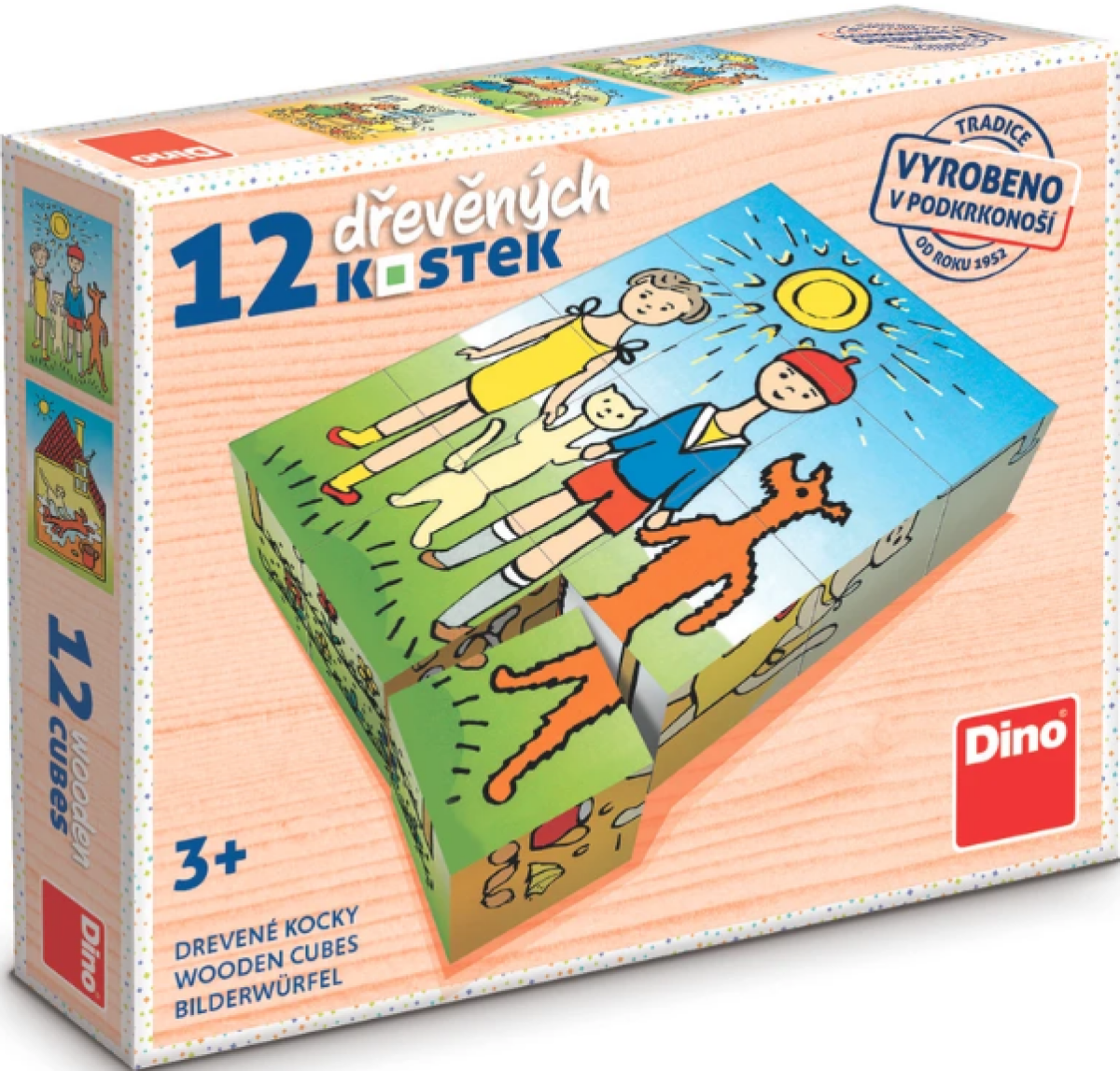Dřevěné kostky Pejsek a kočička – 12 kostek