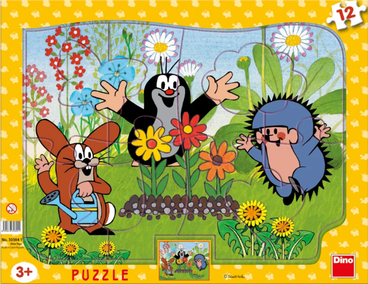 Puzzle Krteček zahradník 12 dílků deskové tvary