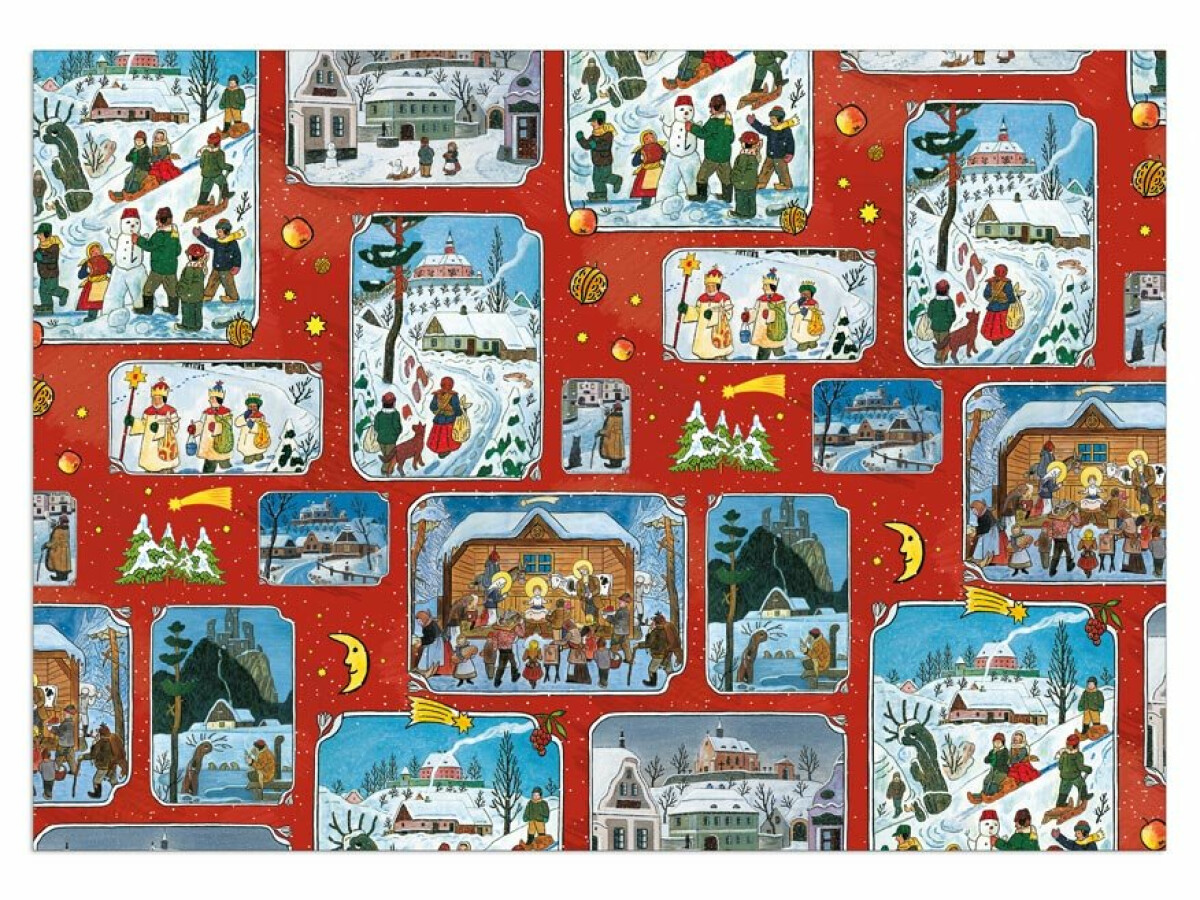 Balicí papír vánoční role klasik LADA 2x100x70 - Obrázek 5