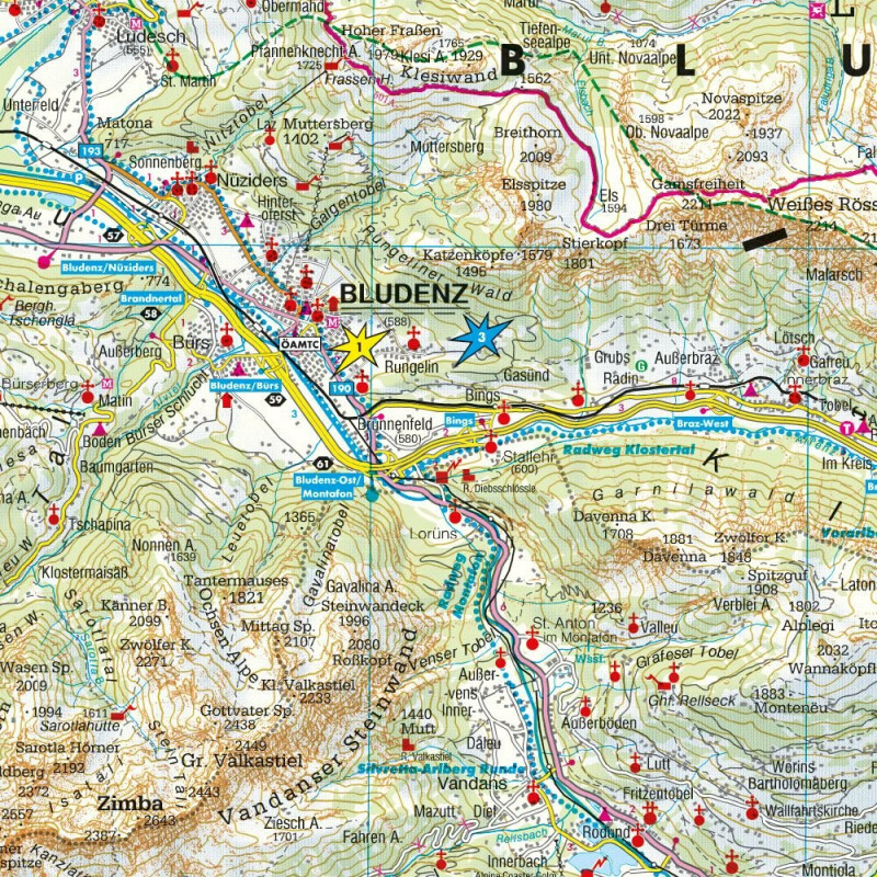 Vorarlbersko 1:100 000 / automapa + mapa volného času