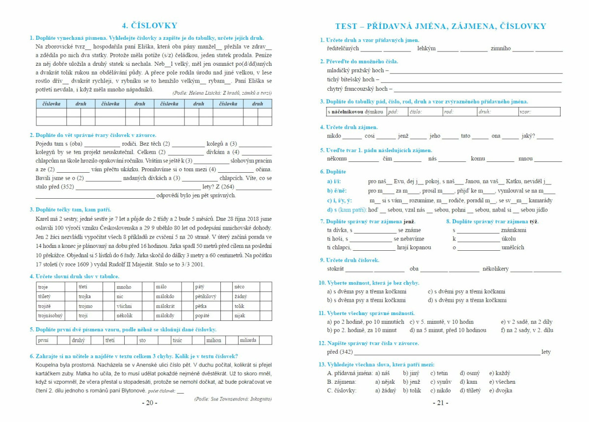Procvičujeme češtinu v 8. ročníku – pracovní sešit, Čtení s porozuměním