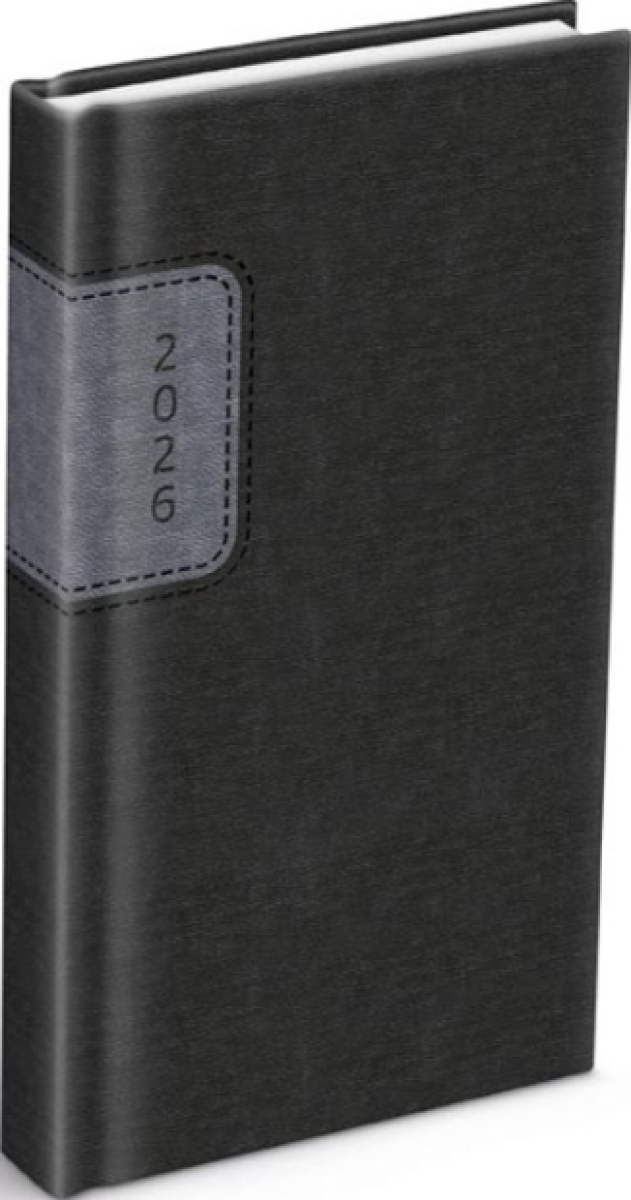 Diář 2026 D802 PU gray/dark gray 90x170mm