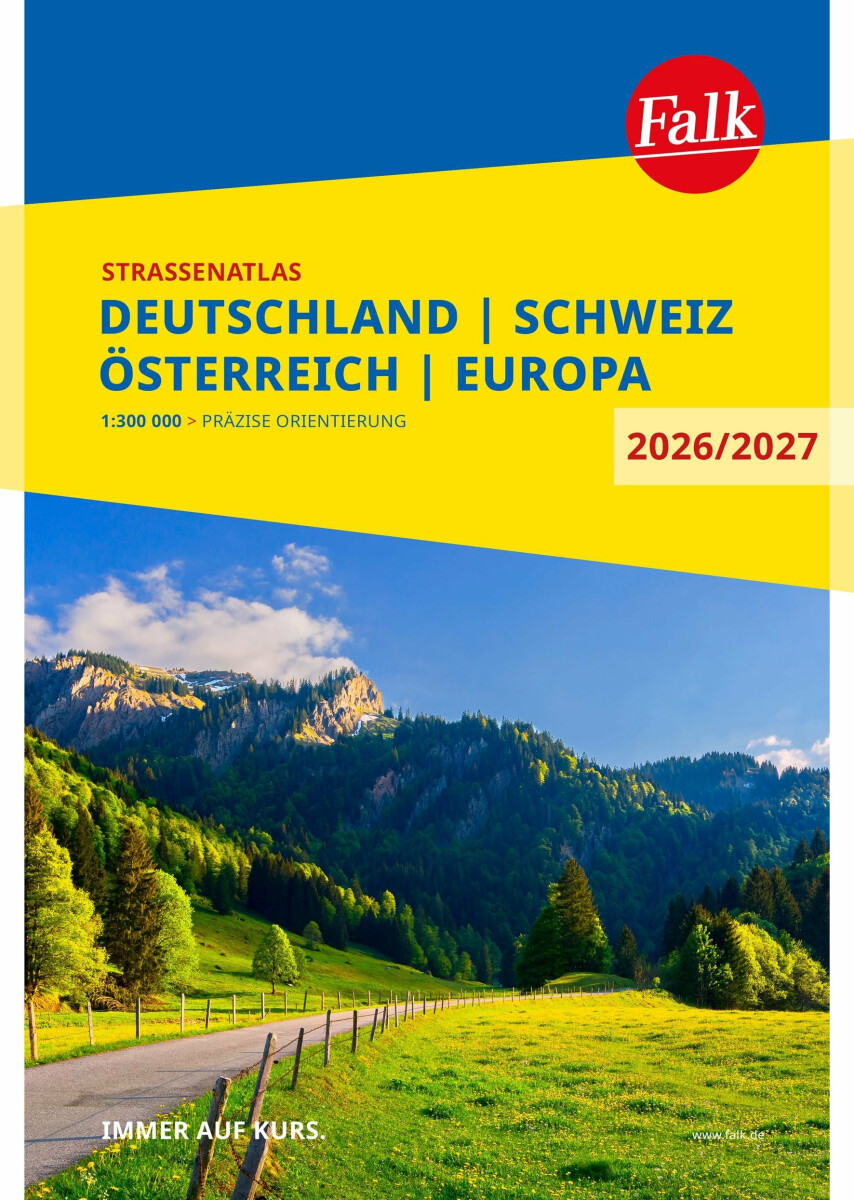 Levně Německo, Švýcarsko, Rakousko 1:300 000 / atlas silnic 2026/2027 Falk