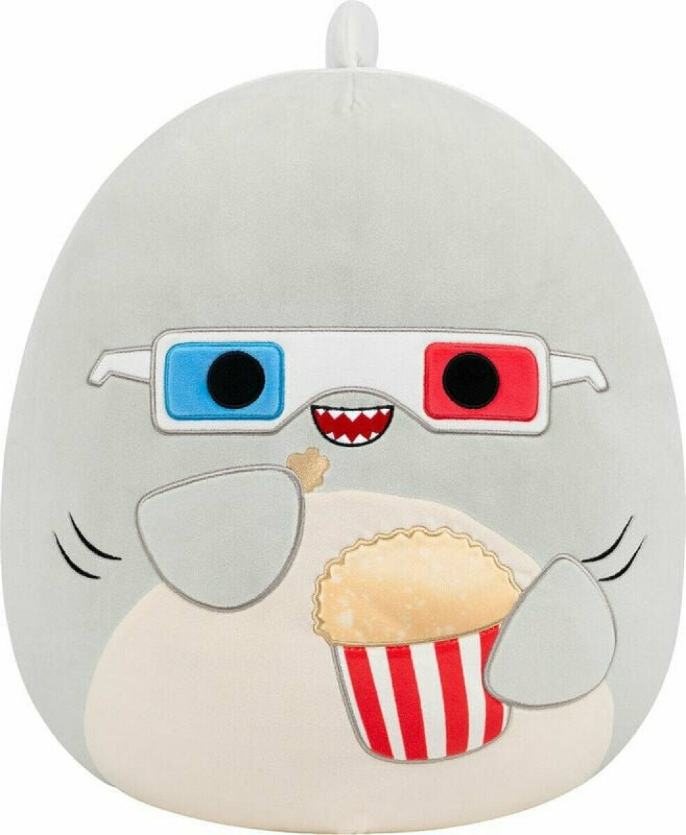 Squishmallows Šedý žralok s popcornem - Gordon, 35 cm