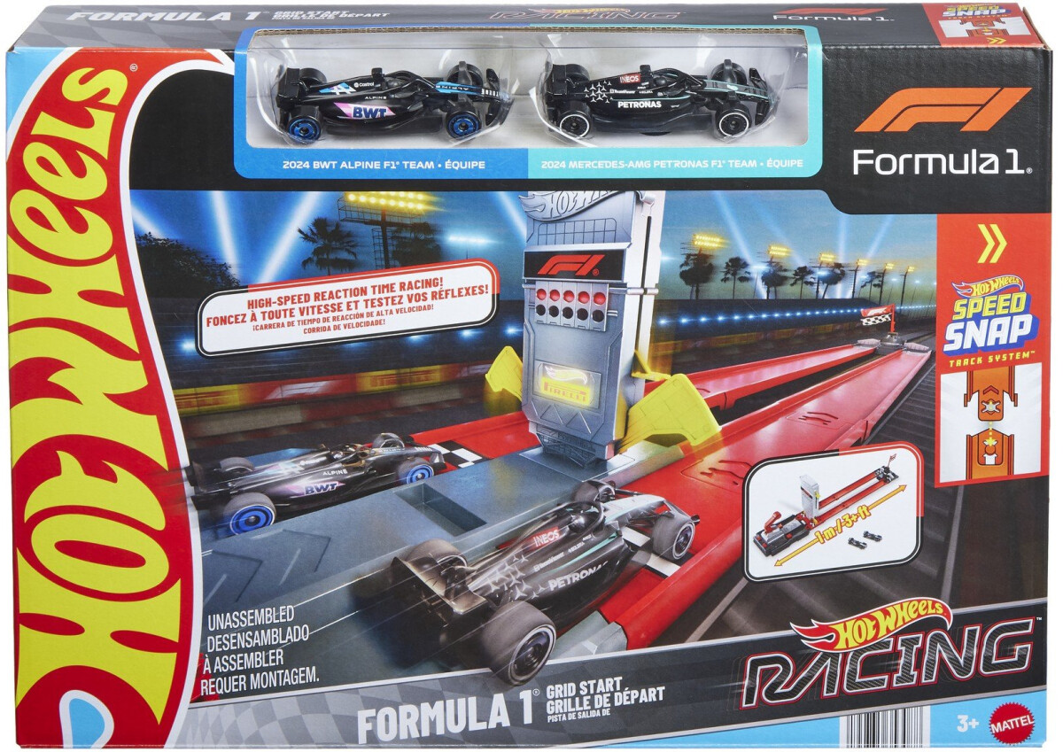 Hot Wheels formule 1 závodní dráha s dvojitou tratí a 2 auty