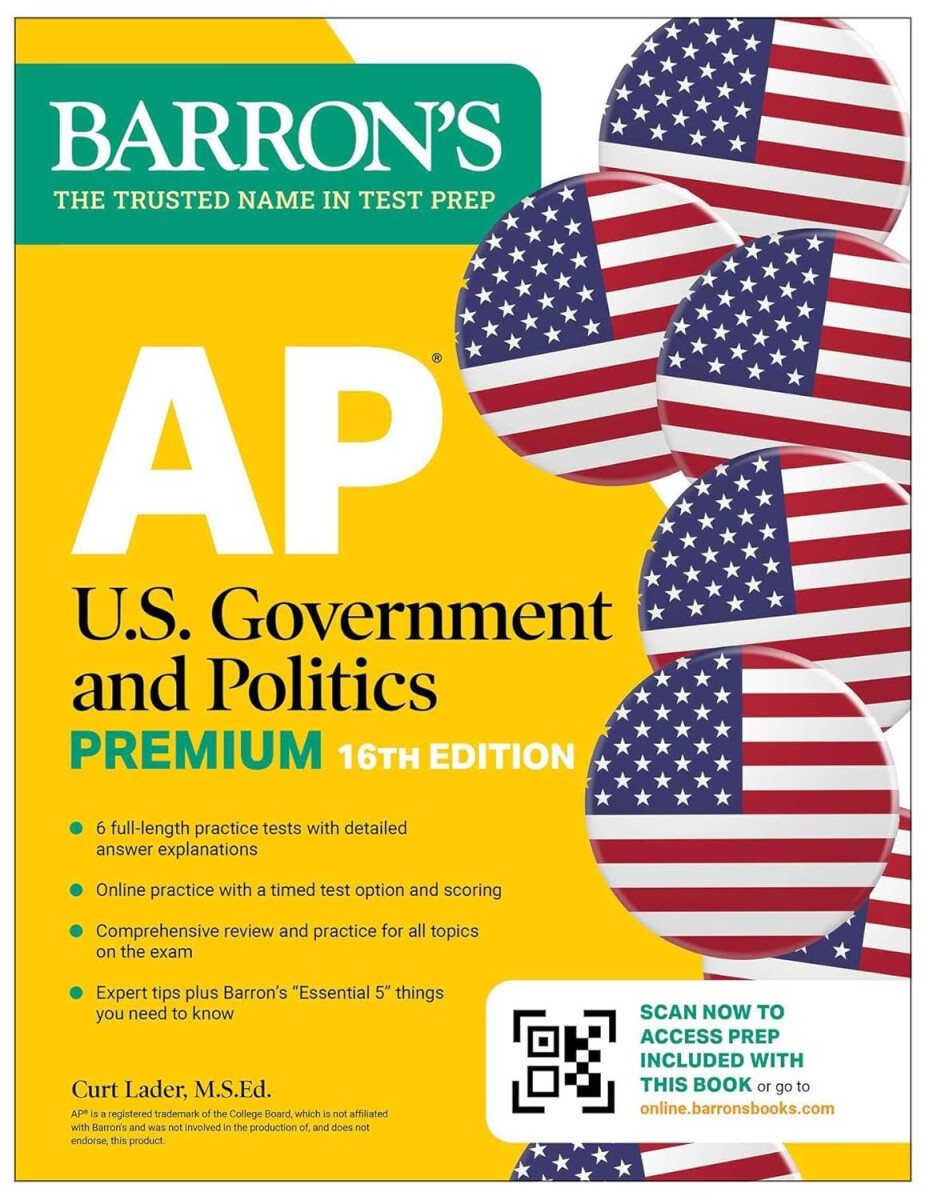 Kniha AP U.S. Government and Politics Premium, Sixteenth Edition: Prep Book with 6 Practice Tests + Comprehensive Review + Online Practice (2026)