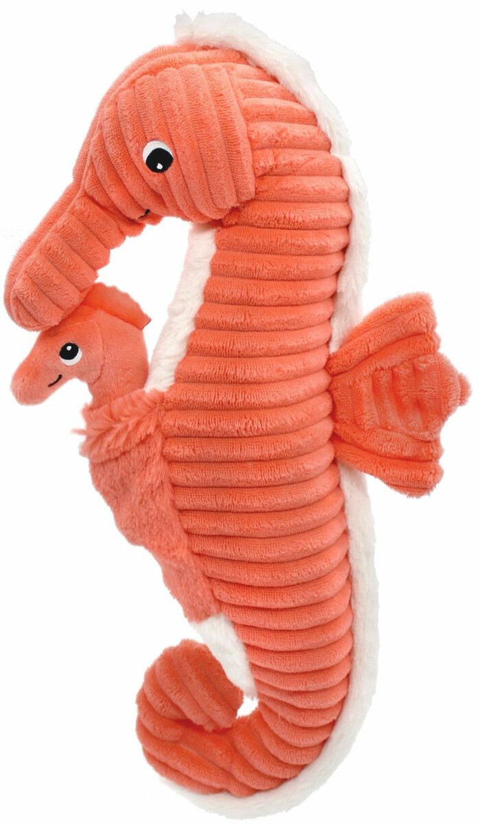 Plyšový mořský kůň Papadou korálový - táta s miminkem