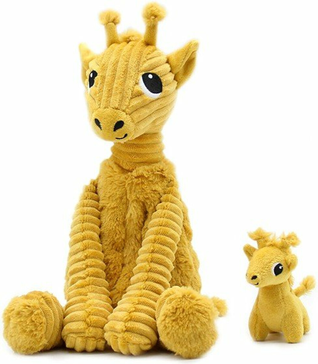 Plyšová žirafa Loncou hořčicová - máma s miminkem