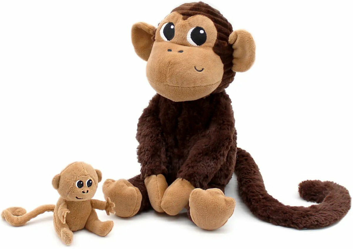 Plyšová opice Zazou hnědá - máma s miminkem