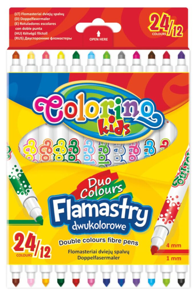 Fixy Colorino Kids dvoubarevné 12 ks, 24 barev