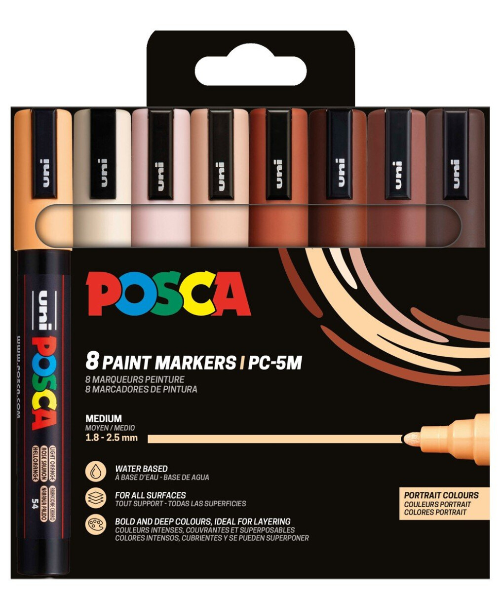 Akrylový fix Posca, sada, 8ks  PC-5M Portrét. odst