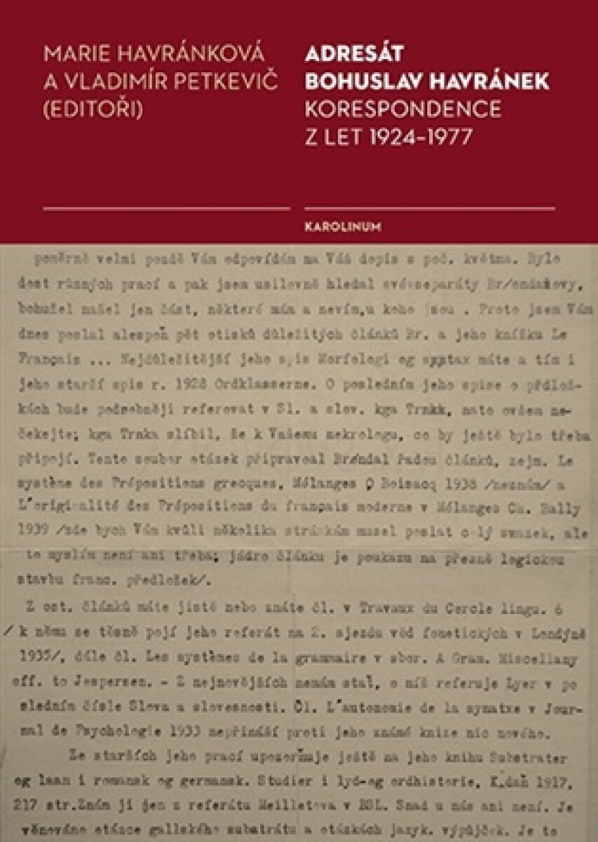 Kniha Adresát Bohuslav Havránek