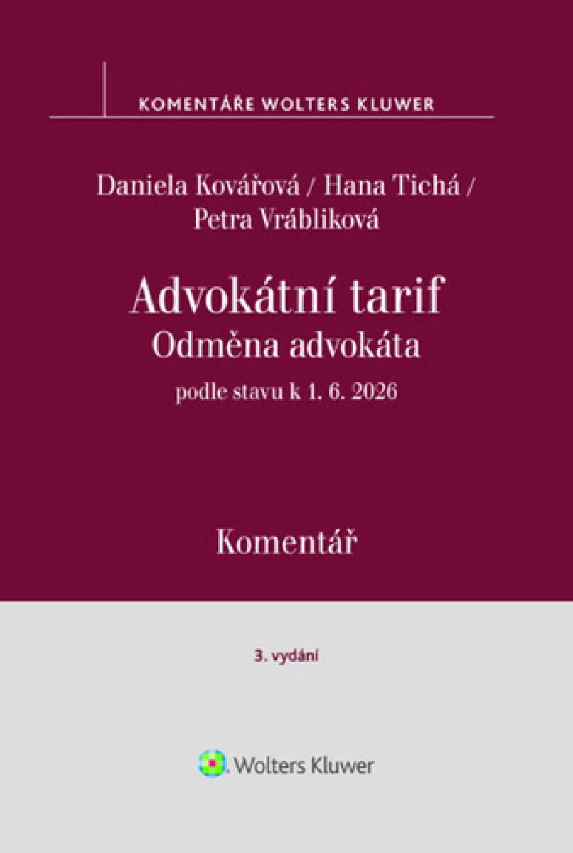 Kniha Odměna advokáta advokátní tarif Komentář