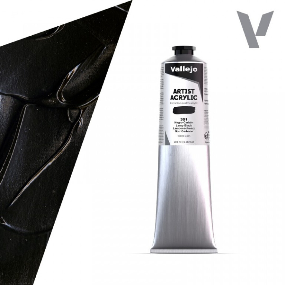 Akrylová barva Vallejo Artist 200ml – 301 Lamp Black