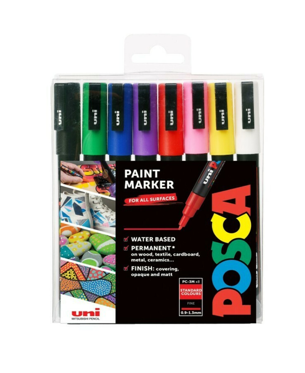 POSCA akrylový popisovač PC-3M 8 ks - mix základních barev POSCA