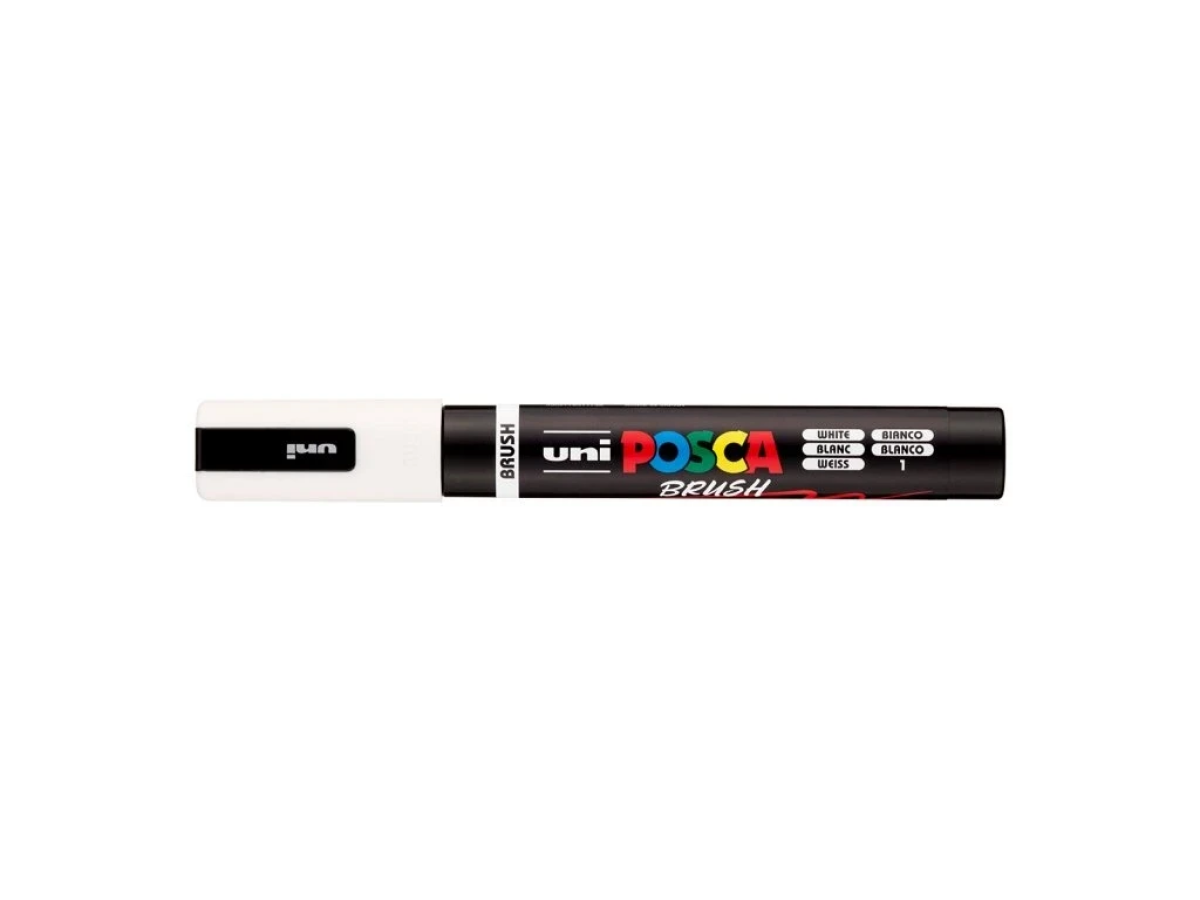 Akrylový popisovač Posca se štětcovým hrotem PC-5BR - White 1