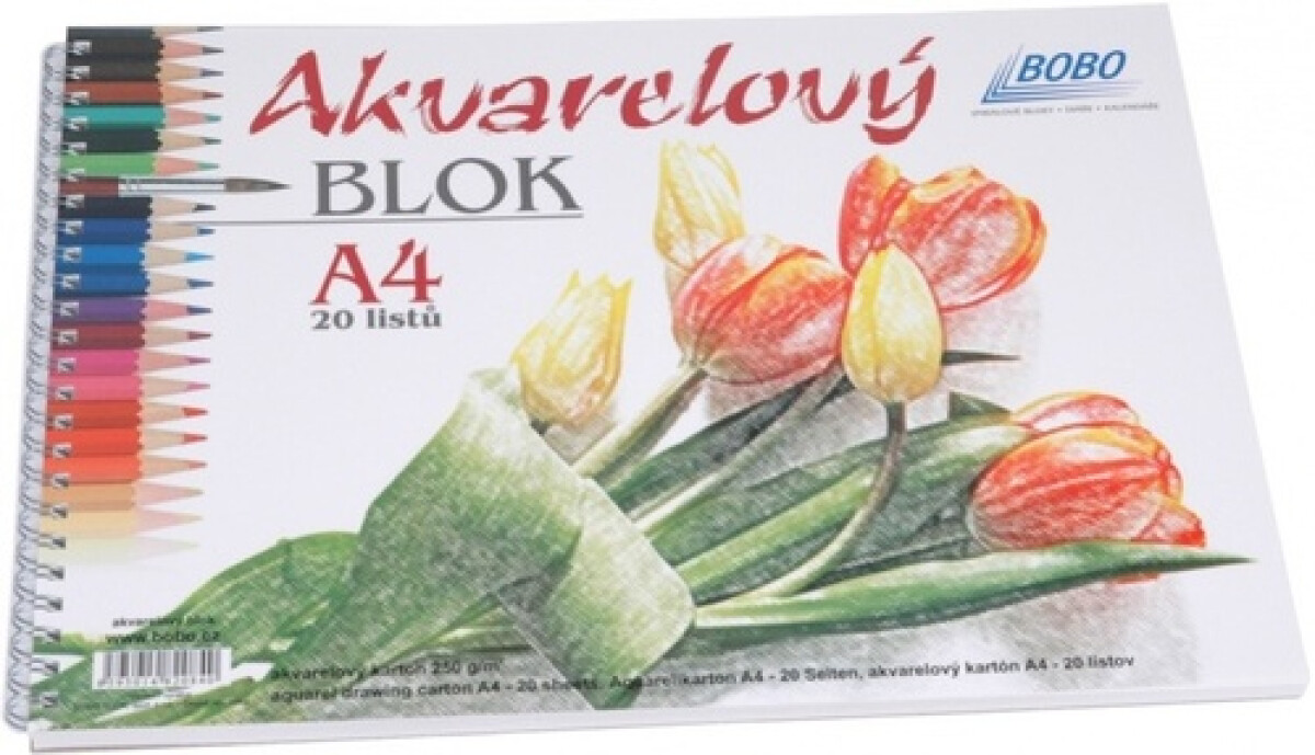 Levně Akvarelový blok A4, čistý, 20 listů