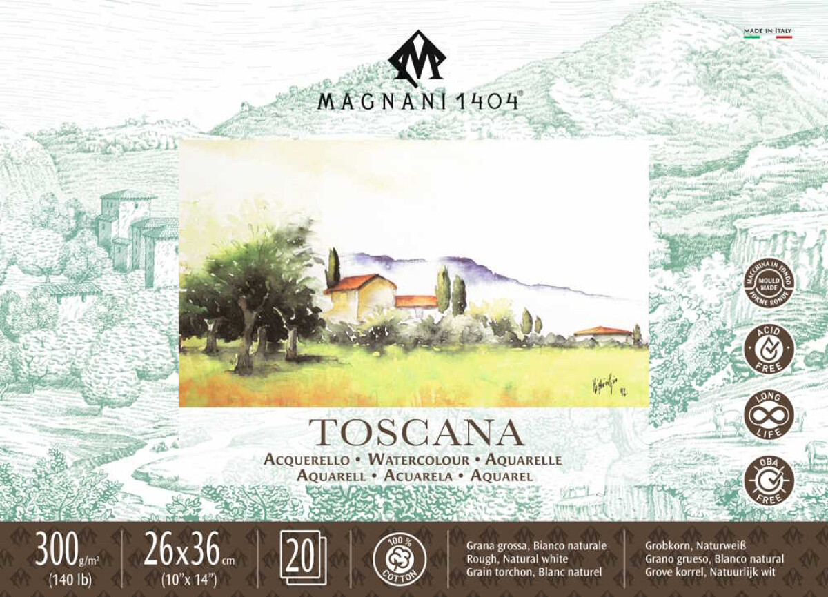 Levně Akvarelový blok Magnani Toscana 26x36cm 300g 100% bavlna