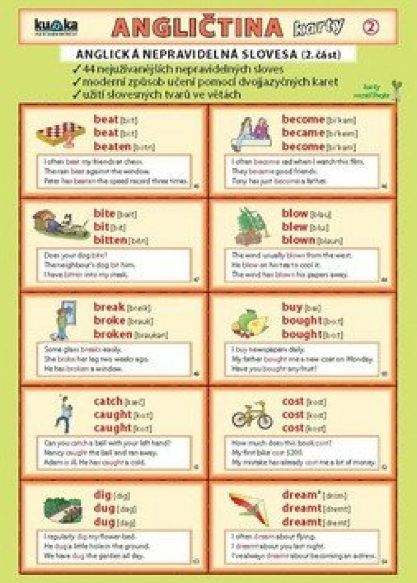 Kniha Angličtina karty 2 - nepravidelná slovesa