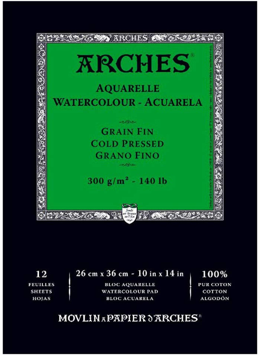 Arches skicák lepený 26x36cm 12l CP 300g