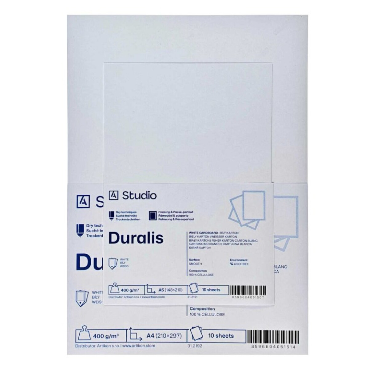 Bílý karton Duralis 400g 30x40cm, 10 listů
