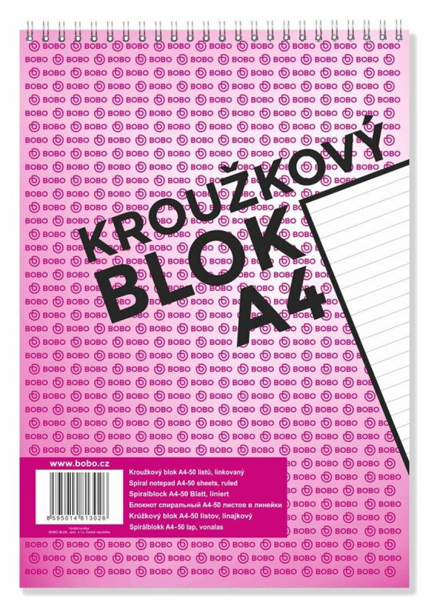 Bobo blok - kroužkový blok - A4, 50 l., linkovaný