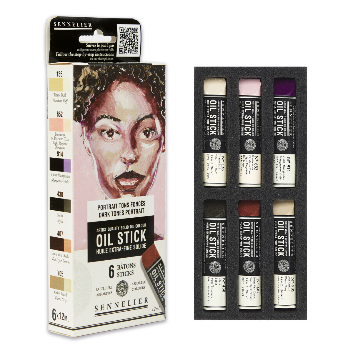 Sennelier oil stick sada 6ks – Dark tones portrait