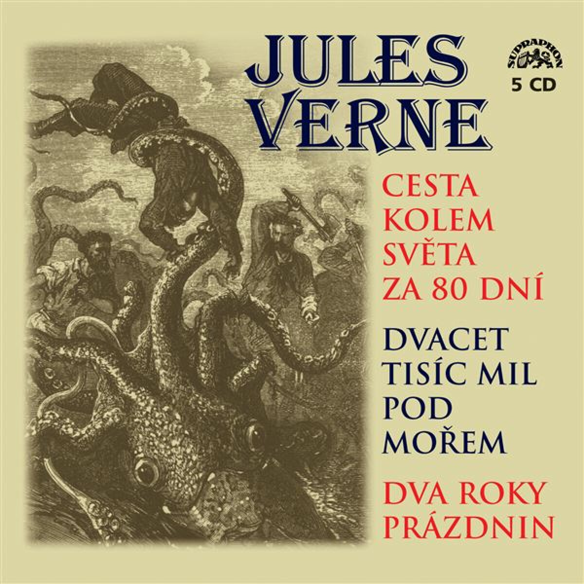Levně Cesta kolem světa za 80 dní, Dvacet tisíc mil pod mořem a Dva roky prázdnin - Jules Verne - audiokniha