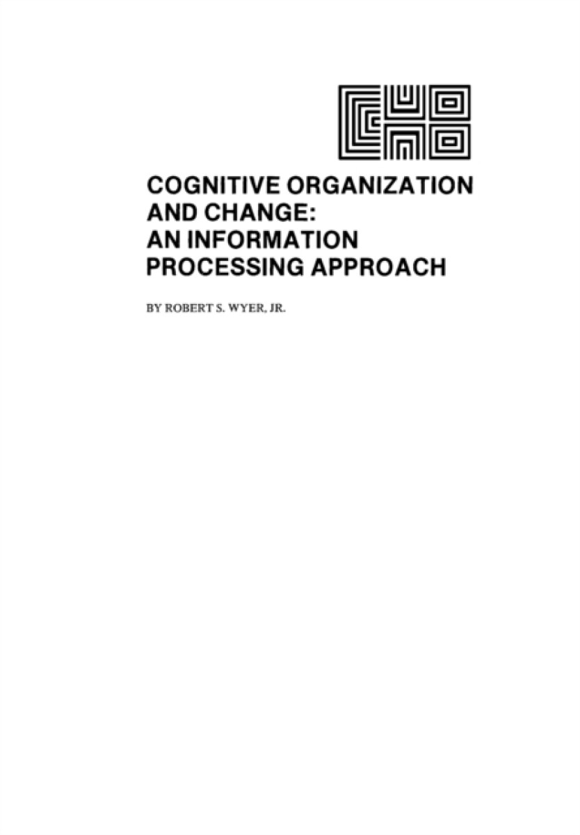 Kniha Cognitive Organization and Change