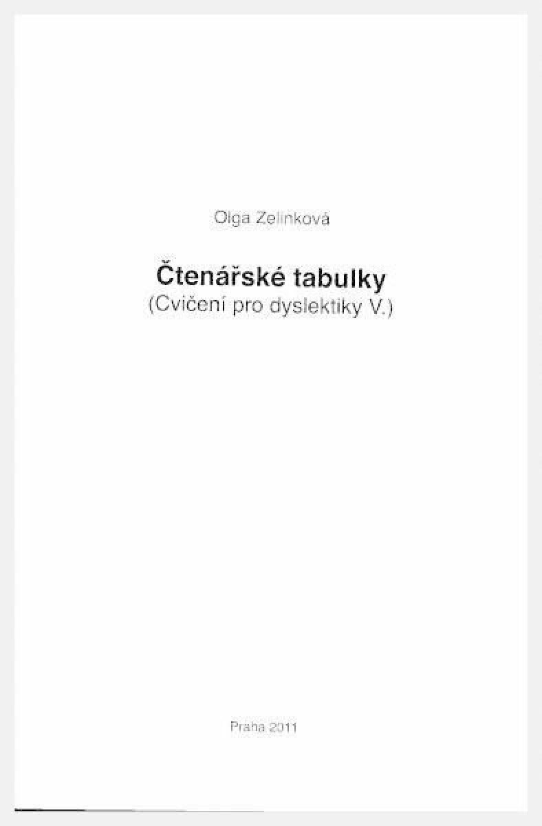 Kniha Čtenářské tabulky - Cvičení pro dyslektiky V. Dys