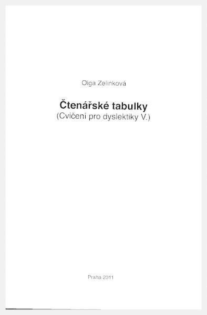 Kniha Čtenářské tabulky - Cvičení pro dyslektiky V. Dys