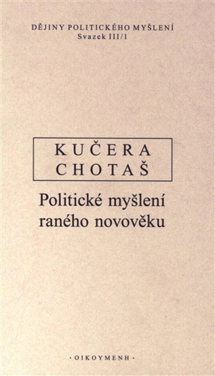Kniha Dějiny politického myšlení III/1