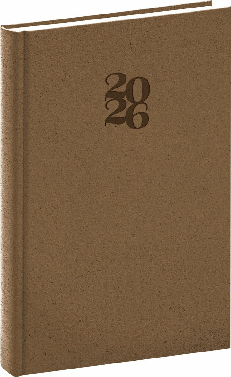 Diář 2026: Essenza - oříšek, denní, 15 x 21 cm